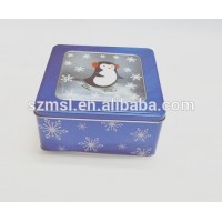 Clear window metal tin box for cookie